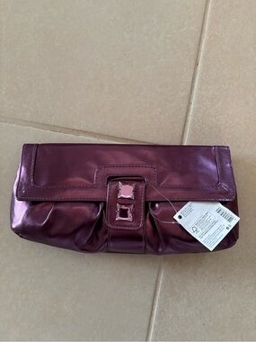 NWT The Body Shop Metallic Purple Satin Clutch Bag - Jewel Embellished Evening